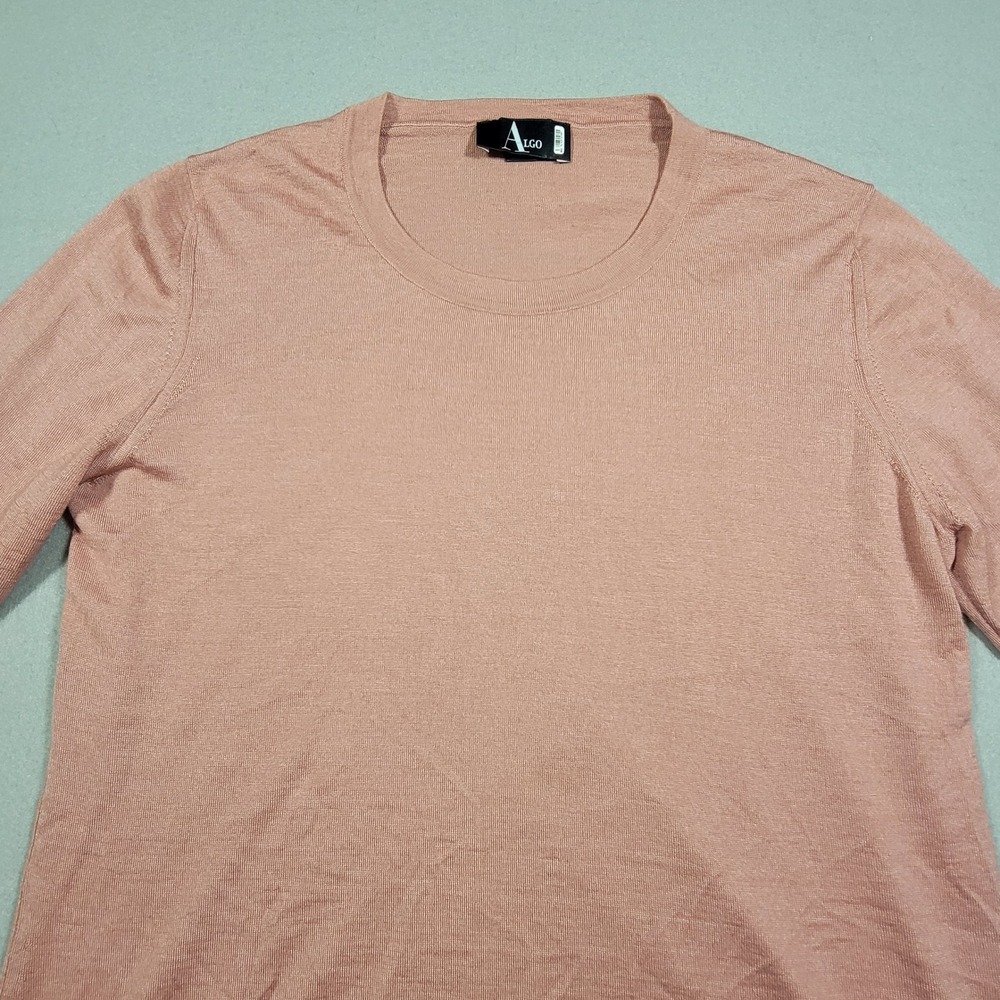 ALGO of Switzerland Sweater Top Cashmere Silk Women's Large Rose Pink 3/4 Sleeve